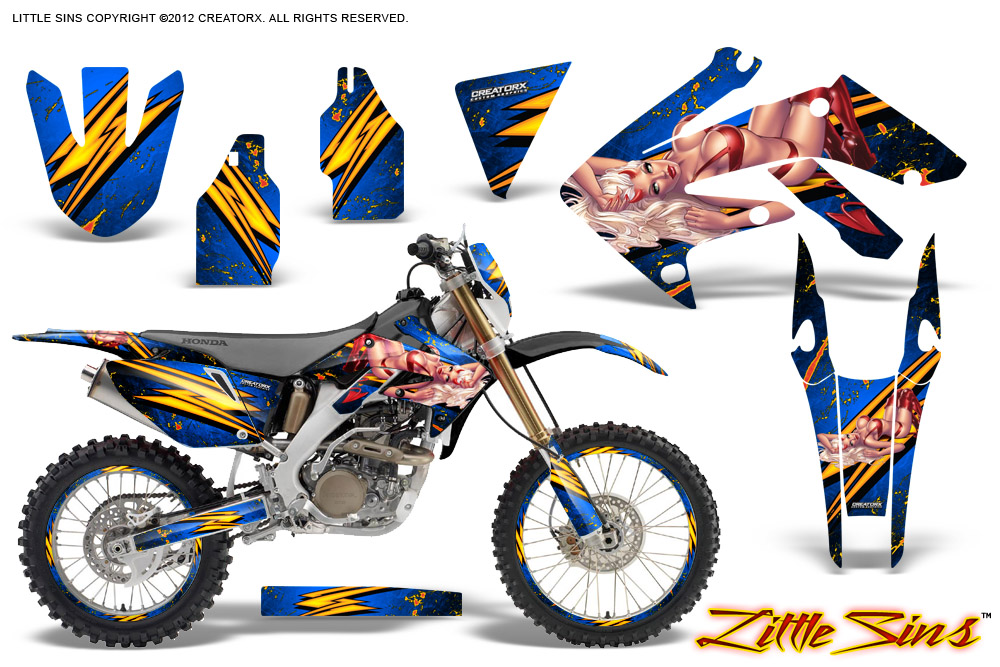 Honda CRF 250X 04-12 Graphics Kit Little Sins Blue NP Rims
